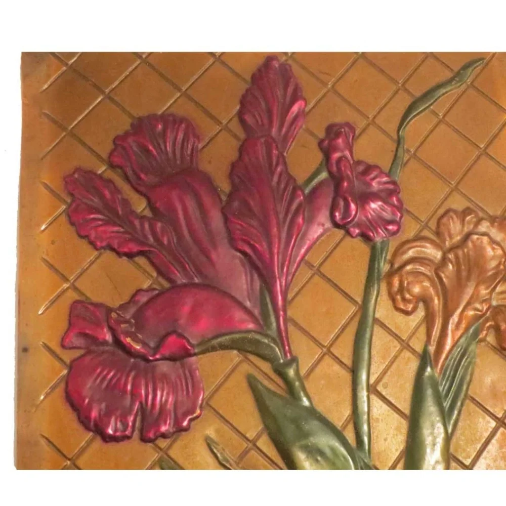 Embossed Copper Relief Painting - Irises